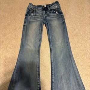 BKE Girls Distressed Flare Jeans - Classic Blue